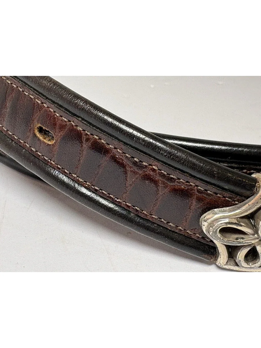 Nadim Western 90’s Brown Leather Belt Angel Concho Alligator Textured Sz XL VGT